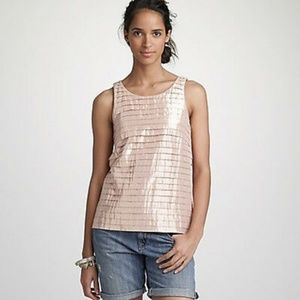 J. Crew rose gold metallic pleated sleeveless top